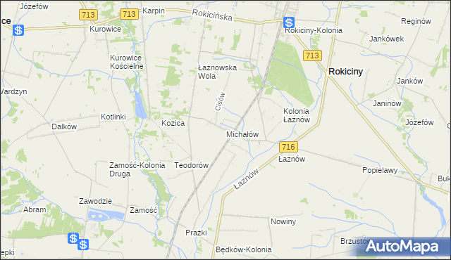 mapa Michałów gmina Rokiciny, Michałów gmina Rokiciny na mapie Targeo