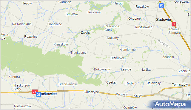 mapa Michałów gmina Sadowie, Michałów gmina Sadowie na mapie Targeo