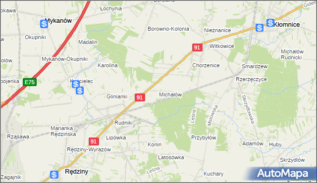 mapa Michałów Rudnicki, Michałów Rudnicki na mapie Targeo