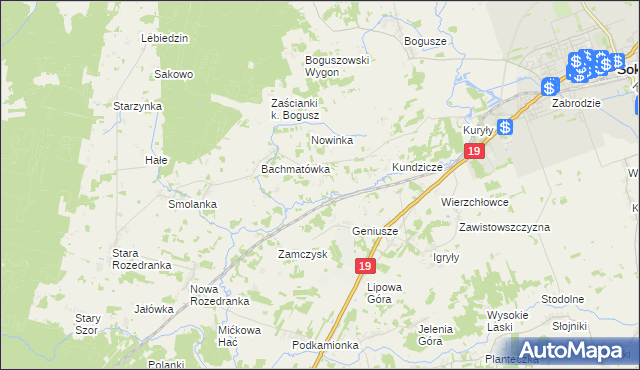 mapa Miejskie Nowiny, Miejskie Nowiny na mapie Targeo