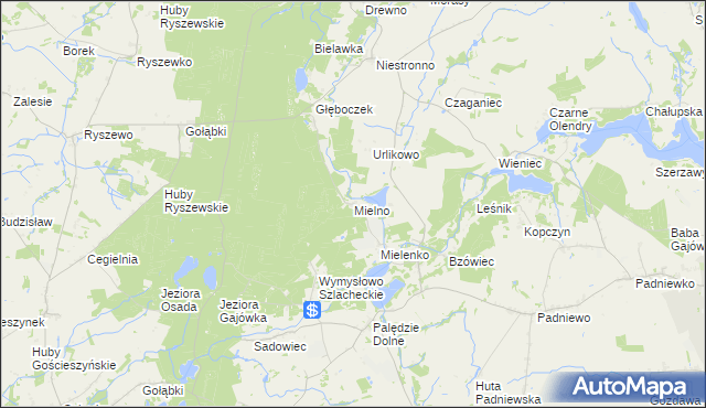 mapa Mielno gmina Mogilno, Mielno gmina Mogilno na mapie Targeo