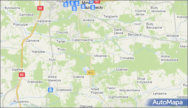 mapa Mikanów, Mikanów na mapie Targeo