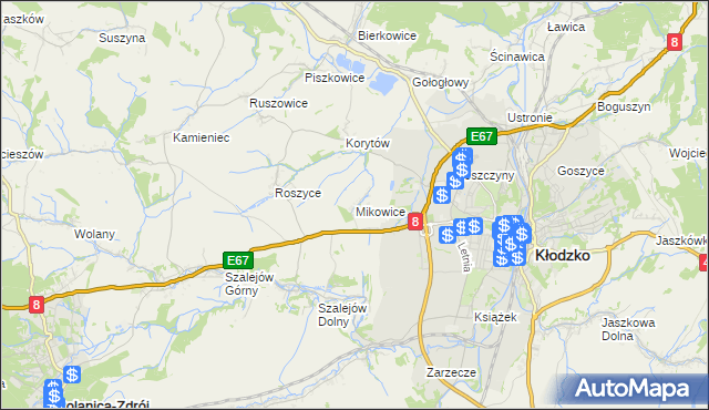 mapa Mikowice gmina Kłodzko, Mikowice gmina Kłodzko na mapie Targeo