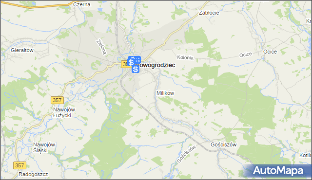 mapa Milików, Milików na mapie Targeo