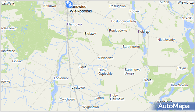 mapa Miniszewo, Miniszewo na mapie Targeo