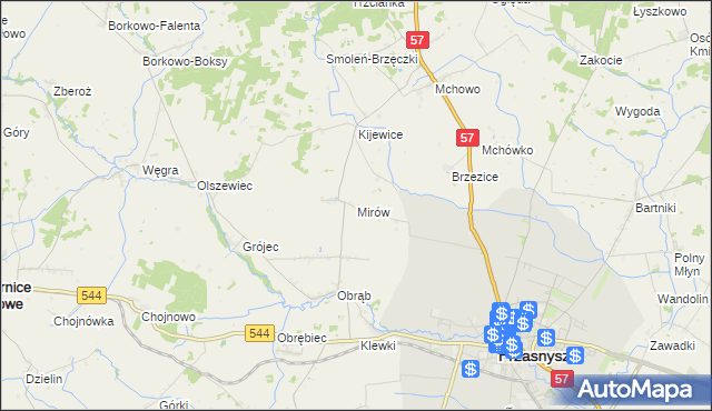 mapa Mirów gmina Przasnysz, Mirów gmina Przasnysz na mapie Targeo