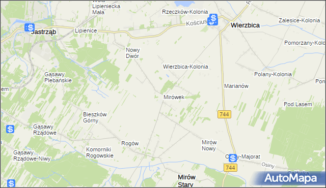 mapa Mirówek, Mirówek na mapie Targeo