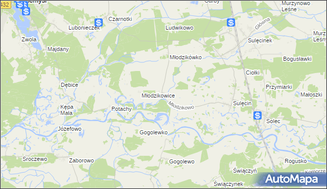 mapa Młodzikowo, Młodzikowo na mapie Targeo