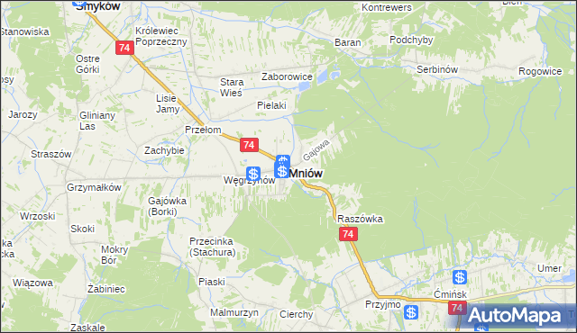 mapa Mniów, Mniów na mapie Targeo