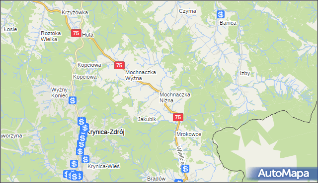 mapa Mochnaczka Niżna, Mochnaczka Niżna na mapie Targeo