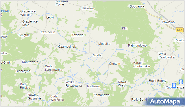 mapa Modła gmina Ciechanów, Modła gmina Ciechanów na mapie Targeo