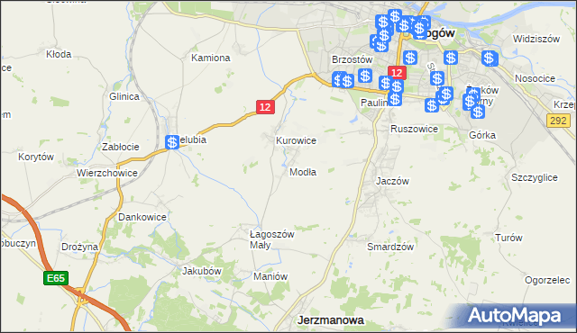 mapa Modła gmina Jerzmanowa, Modła gmina Jerzmanowa na mapie Targeo