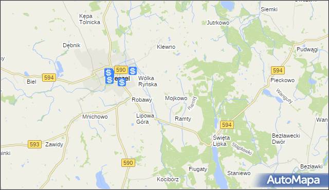 mapa Mojkowo gmina Reszel, Mojkowo gmina Reszel na mapie Targeo
