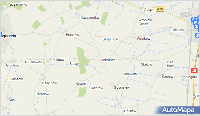 mapa Mokronos gmina Koźmin Wielkopolski, Mokronos gmina Koźmin Wielkopolski na mapie Targeo