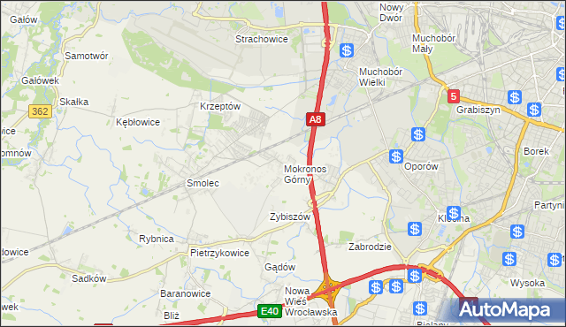 mapa Mokronos Górny, Mokronos Górny na mapie Targeo