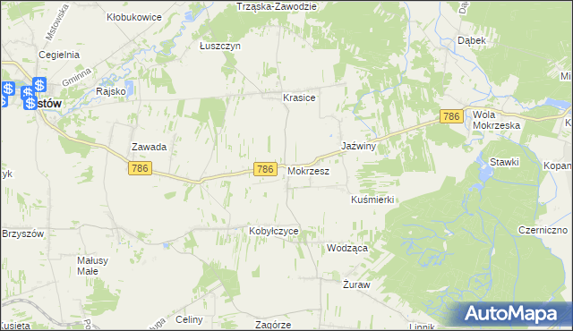 mapa Mokrzesz, Mokrzesz na mapie Targeo