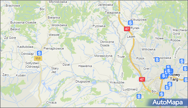 mapa Morawczyna, Morawczyna na mapie Targeo