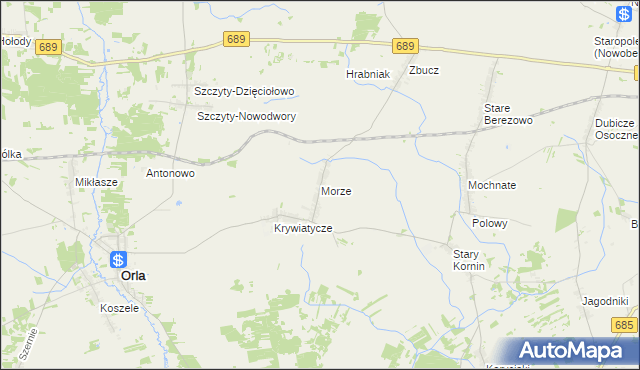 mapa Morze gmina Czyże, Morze gmina Czyże na mapie Targeo