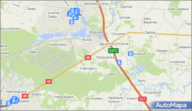 mapa Moszczanka gmina Ryki, Moszczanka gmina Ryki na mapie Targeo