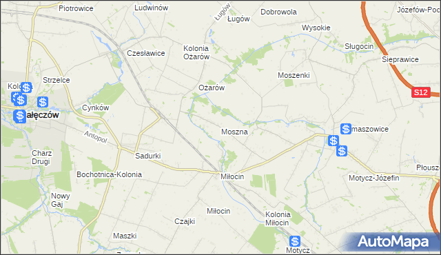 mapa Moszna gmina Jastków, Moszna gmina Jastków na mapie Targeo