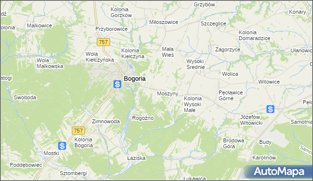 mapa Moszyny, Moszyny na mapie Targeo