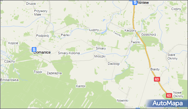 mapa Mroczki gmina Wiśniew, Mroczki gmina Wiśniew na mapie Targeo