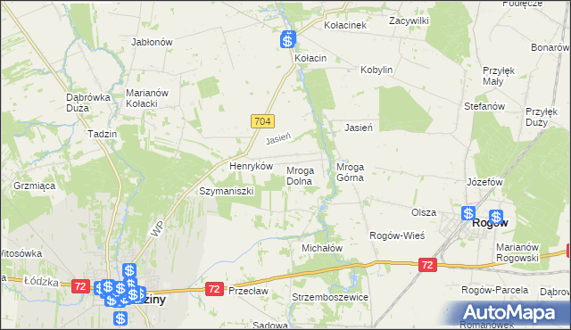 mapa Mroga Dolna, Mroga Dolna na mapie Targeo