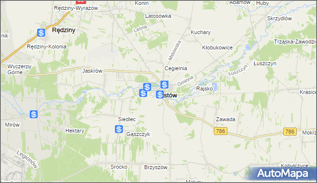 mapa Mstów powiat częstochowski, Mstów powiat częstochowski na mapie Targeo