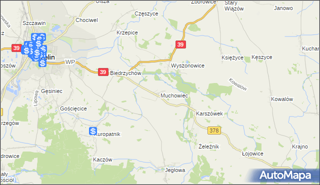 mapa Muchowiec, Muchowiec na mapie Targeo