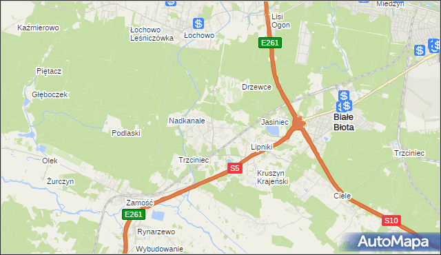 mapa Murowaniec gmina Białe Błota, Murowaniec gmina Białe Błota na mapie Targeo