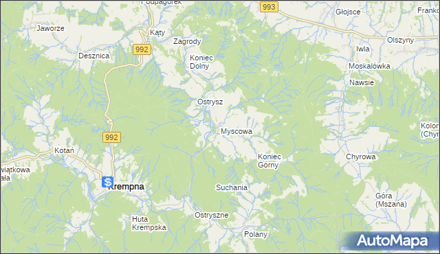 mapa Myscowa, Myscowa na mapie Targeo