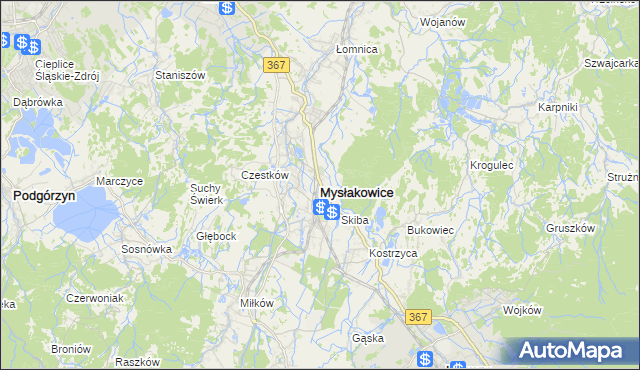 mapa Mysłakowice, Mysłakowice na mapie Targeo