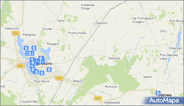 mapa Myśliwiec, Myśliwiec na mapie Targeo