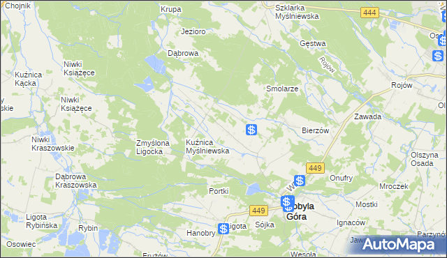 mapa Myślniew, Myślniew na mapie Targeo