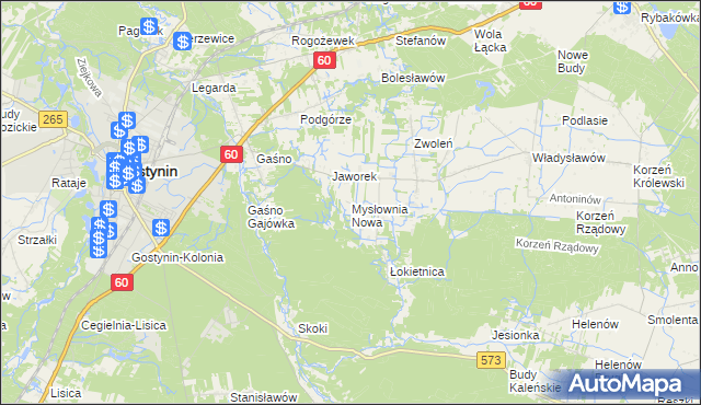 mapa Mysłownia Nowa, Mysłownia Nowa na mapie Targeo