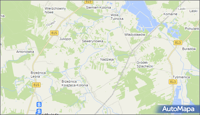 mapa Nadzieja gmina Siemień, Nadzieja gmina Siemień na mapie Targeo