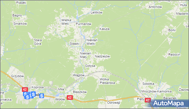 mapa Nadziejów gmina Stąporków, Nadziejów gmina Stąporków na mapie Targeo