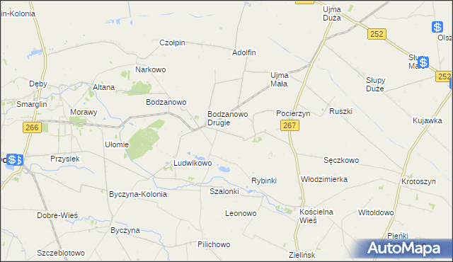 mapa Nagórki gmina Osięciny, Nagórki gmina Osięciny na mapie Targeo