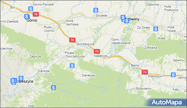 mapa Napęków, Napęków na mapie Targeo