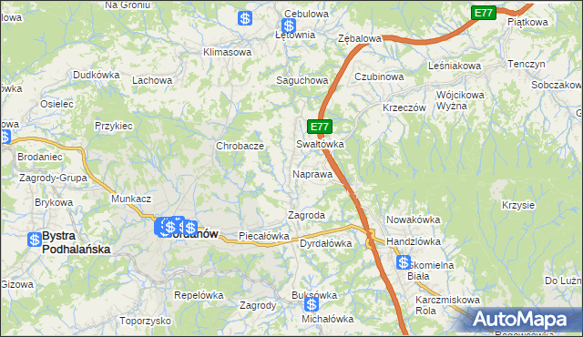 mapa Naprawa, Naprawa na mapie Targeo