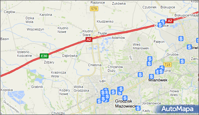 mapa Natolin gmina Grodzisk Mazowiecki, Natolin gmina Grodzisk Mazowiecki na mapie Targeo