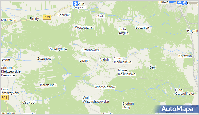 mapa Natolin gmina Osieck, Natolin gmina Osieck na mapie Targeo