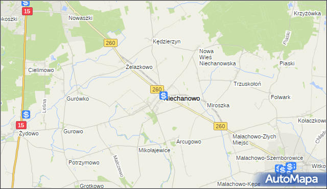 mapa Niechanowo, Niechanowo na mapie Targeo