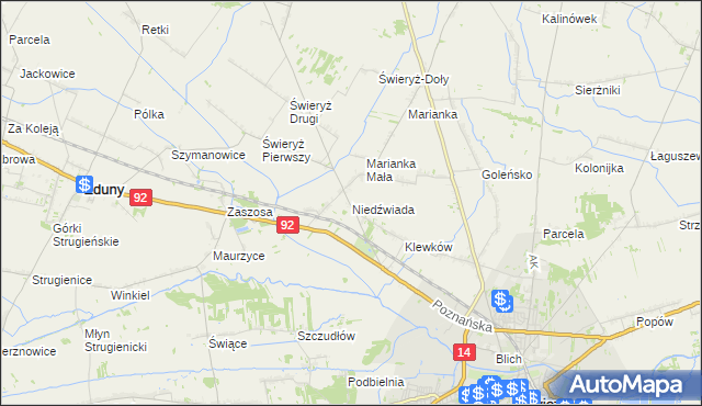 mapa Niedźwiada gmina Łowicz, Niedźwiada gmina Łowicz na mapie Targeo