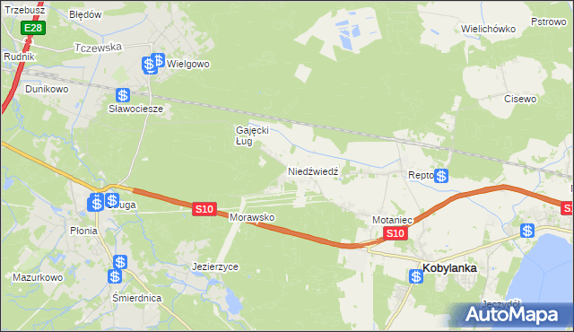 mapa Niedźwiedź gmina Kobylanka, Niedźwiedź gmina Kobylanka na mapie Targeo