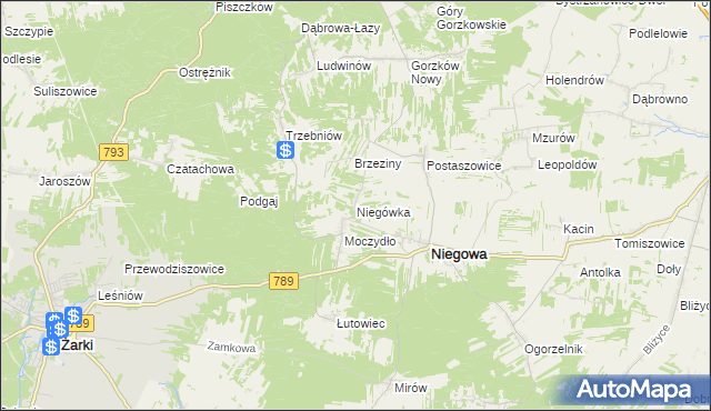 mapa Niegówka, Niegówka na mapie Targeo