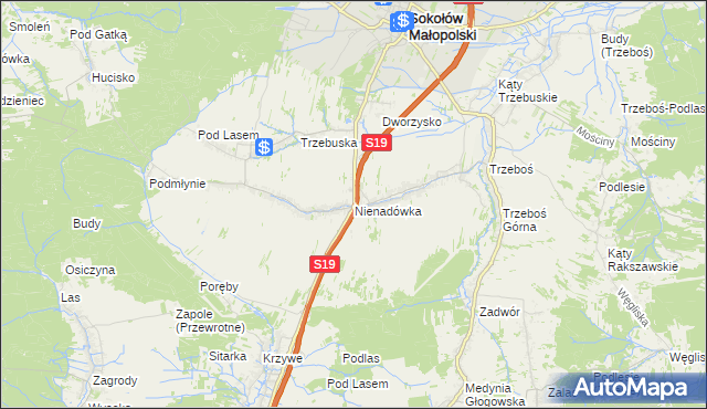 mapa Nienadówka, Nienadówka na mapie Targeo