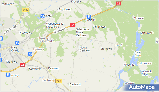 mapa Nowa Cerkiew gmina Chojnice, Nowa Cerkiew gmina Chojnice na mapie Targeo