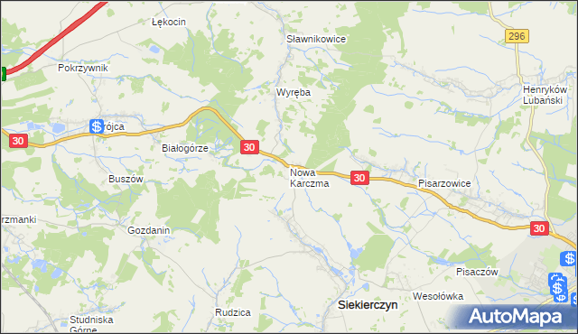 mapa Nowa Karczma gmina Siekierczyn, Nowa Karczma gmina Siekierczyn na mapie Targeo