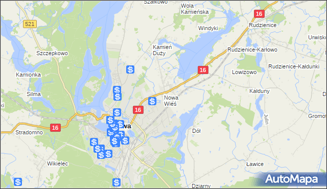 mapa Nowa Wieś gmina Iława, Nowa Wieś gmina Iława na mapie Targeo